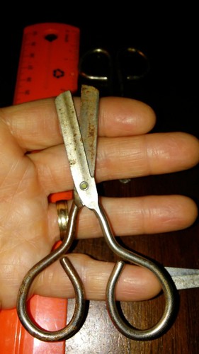 Old church scissors steel - get all 3 pair vintage rounded handle lot#3