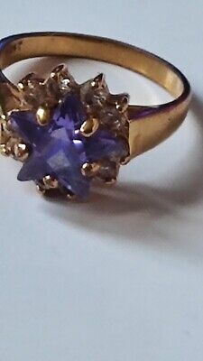 2Ct Star Shape Lab Created Amethyst Women's Wedding Ring 14K Yellow Gold Finish