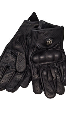Icon Pursuit Stealth PERFORATED Motorcycle Racing Off Road Gloves- BLACK
