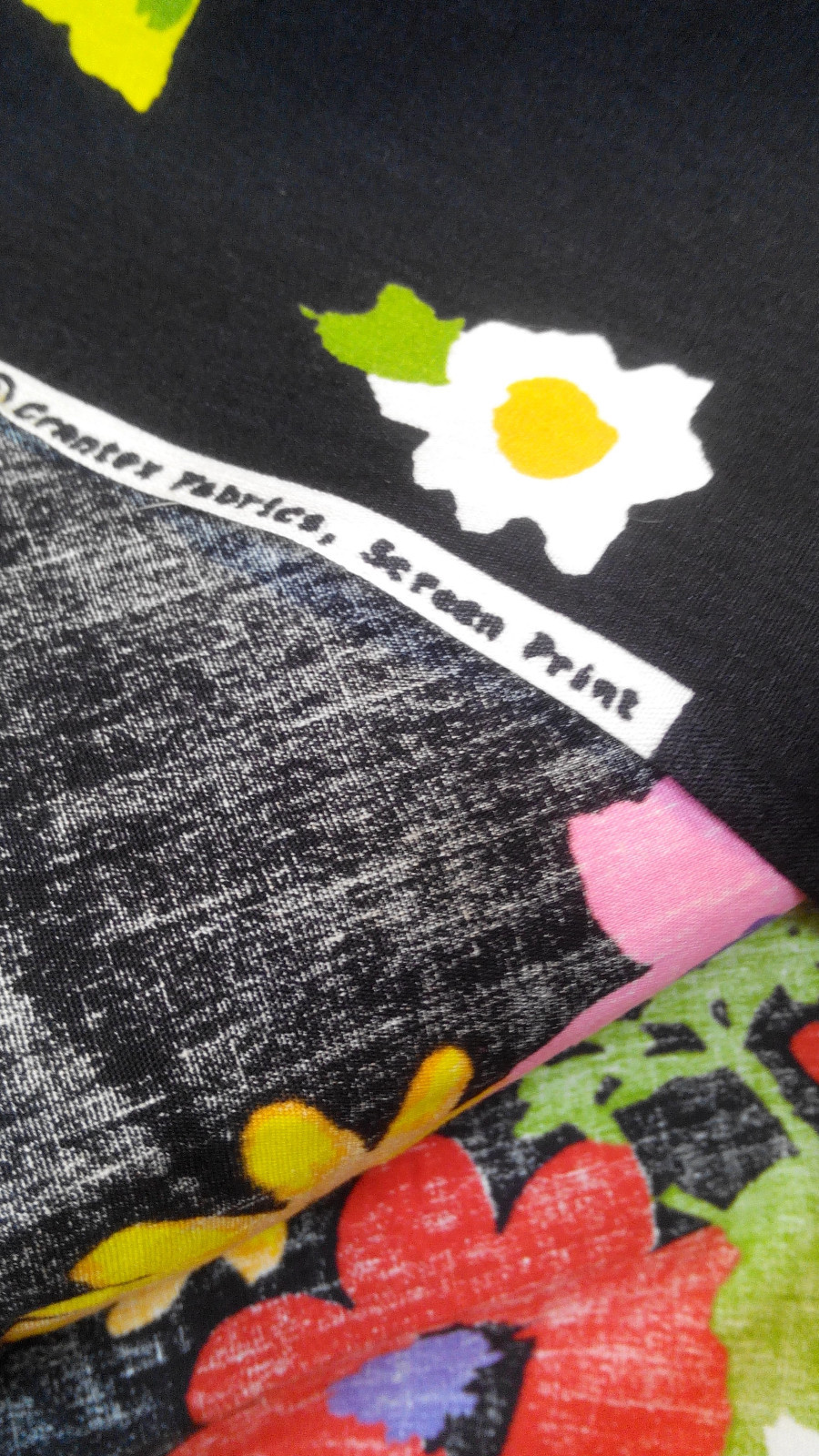 Vintage Crantex MOD FLOWER POWER Cranston Screen Print pink black orange yellow