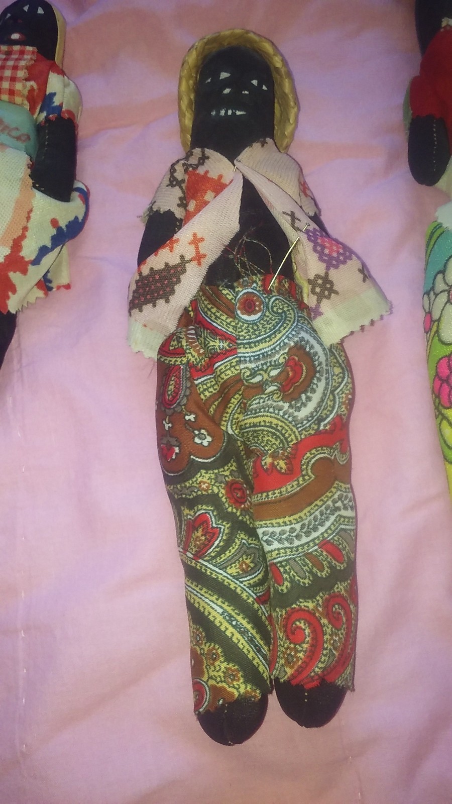 3 Antique Vintage Jamaica Handmade Tourist Cloth Dolls