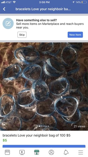 Wristband Silicone Wrist Band Rubber Bracelet Run Blue Color Love your neighbor