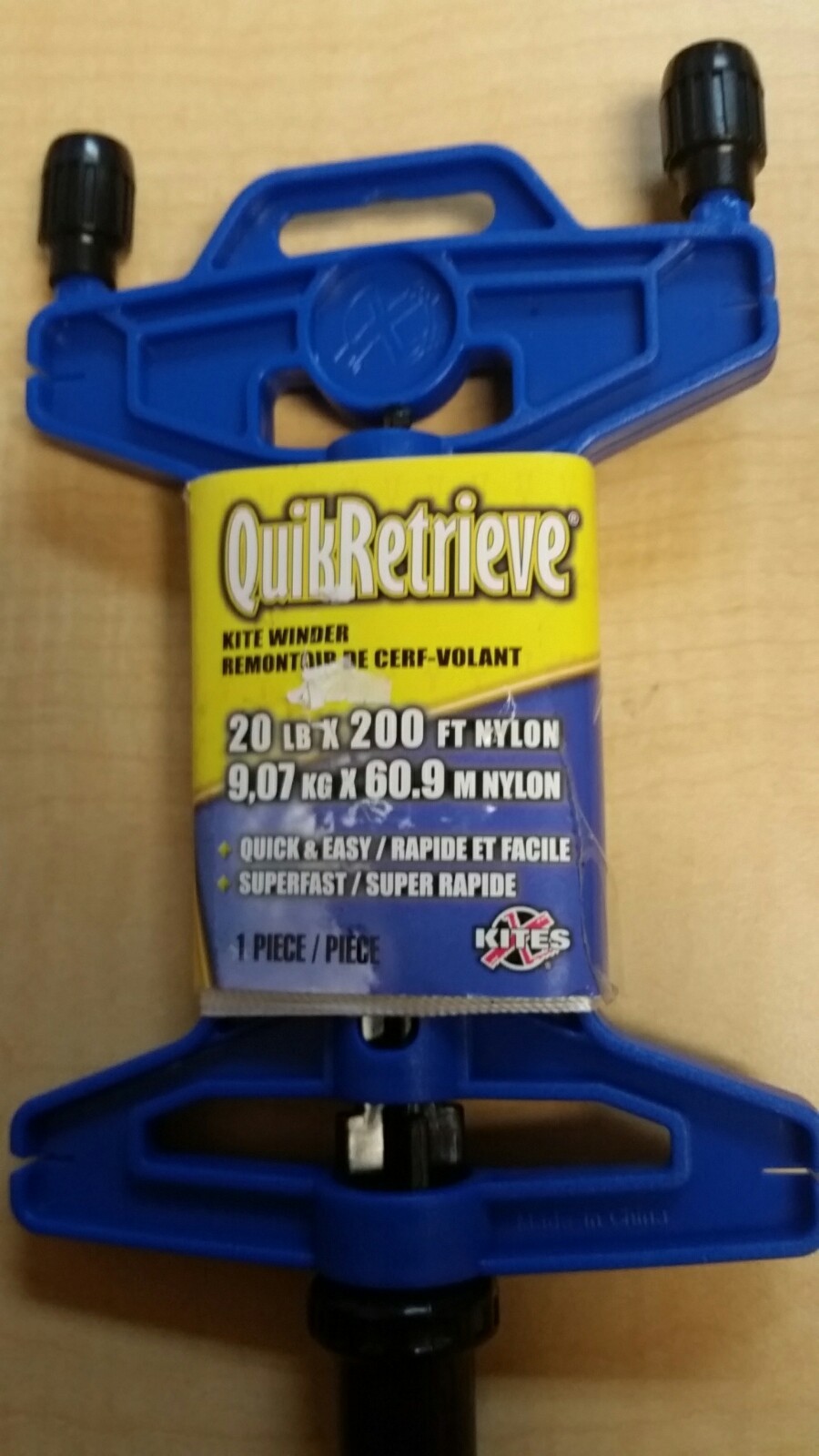 Quick Retrieve Kite Winder X Kites 20 Lb x 200 Ft Nylon Superfast Blue