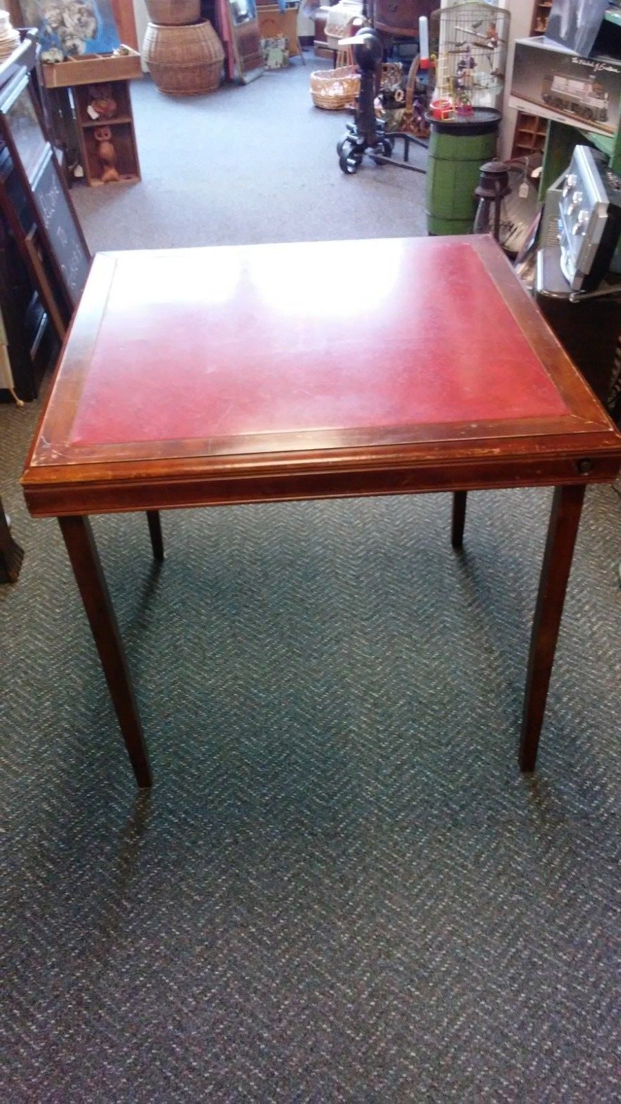 Vintage Stakmore?Folding Table Mid Century Modern Red inlay