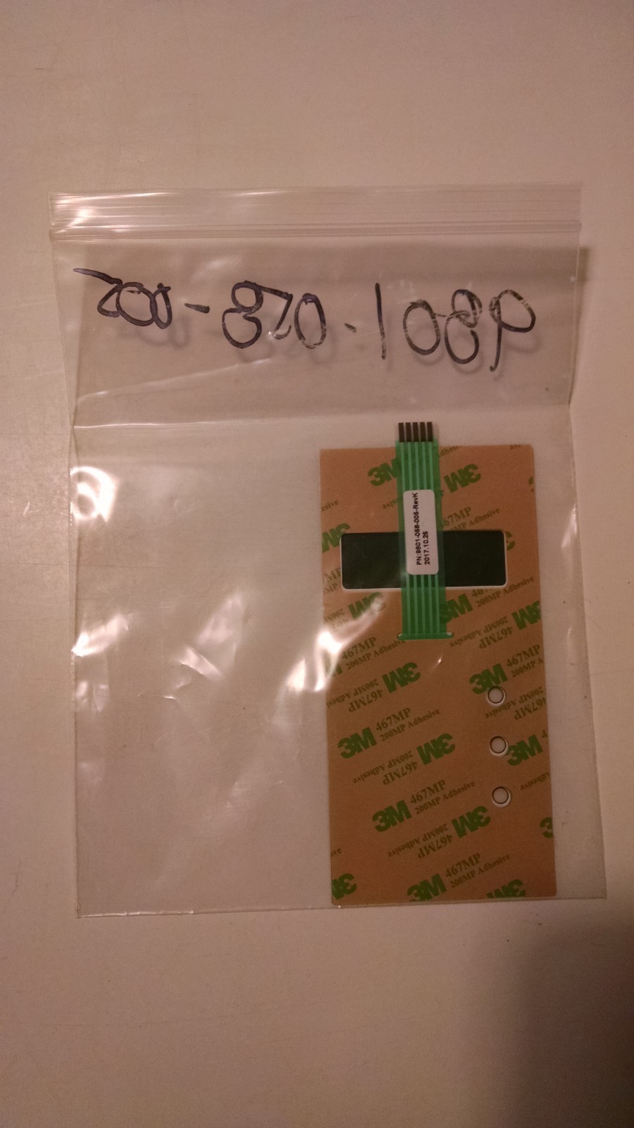 Dexter #9801-058-005 Dryer Switch Assy, Membrane, New