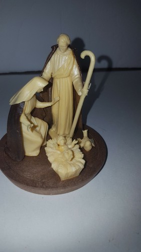 Vtg Mid Century Hard Plastic Nativity Made in Italy Mary Joseph & Christ Child