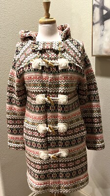 NEW Anthropologie Sparrow Fair Isle Wool Fishing Archival Sweater Toggle Coat S