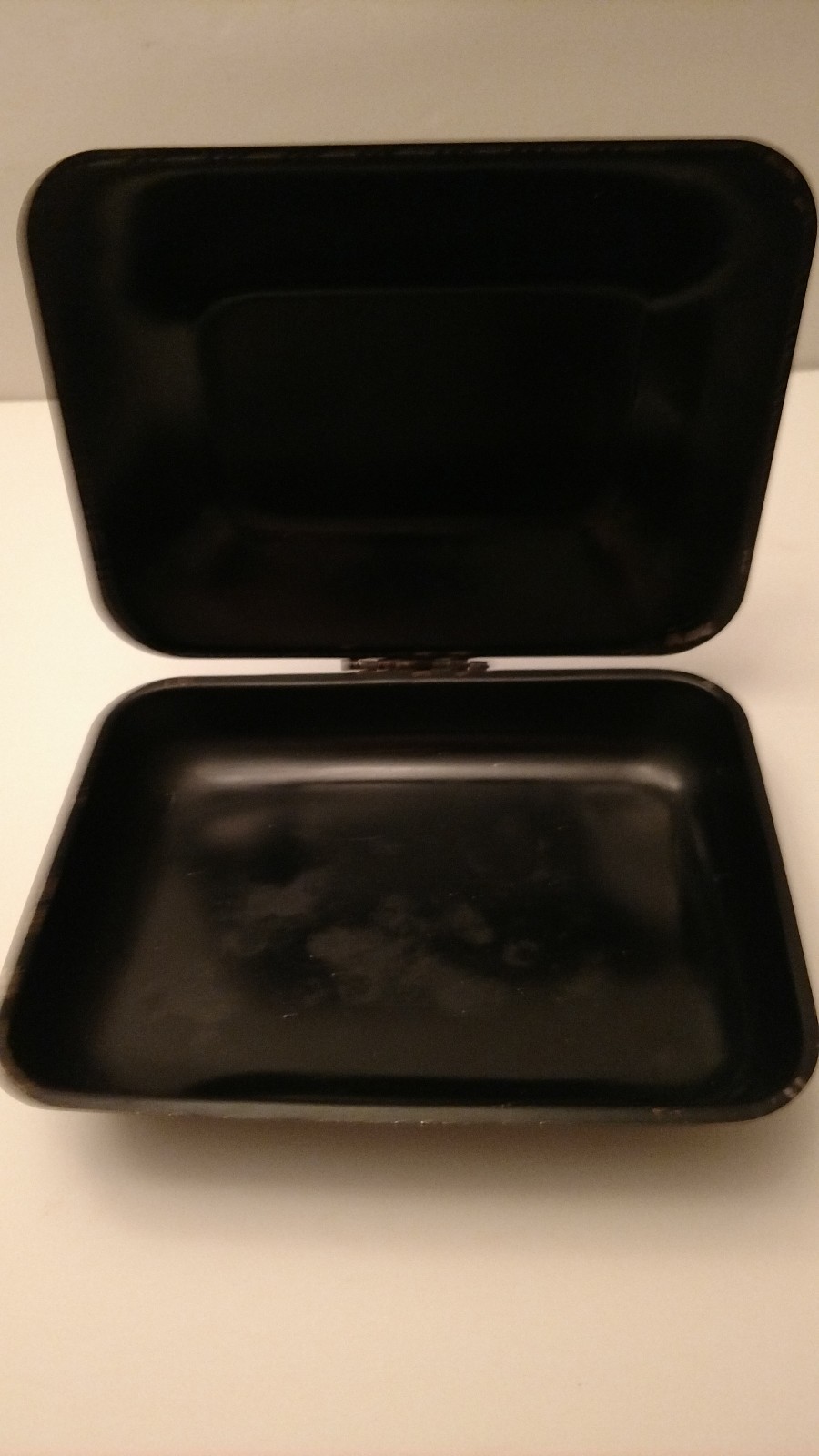 Vintage TOLE  Hand Painted Metal with Wood Handle Crumb Catcher Bin Pan Floral