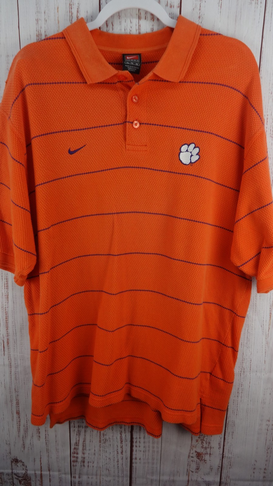 Vintage Nike Team Clemson Tigers Polo Shirt Mens Size XL Orange Embroidered VTG