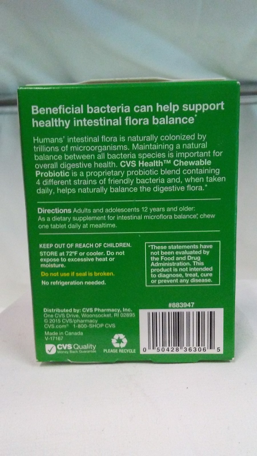 CVS DIGESTIVE PROBIOTIC BOWEL INTESTINAL FLORA 60 CHEWABLE TABLETS EXP 11/2018