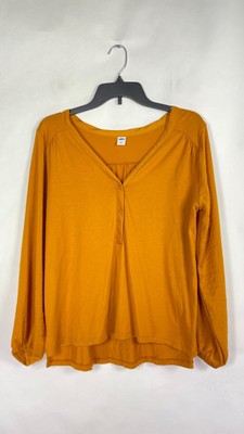 Old Navy Womens V Neck  Long Sleeve Button Down Gold Size Small                 