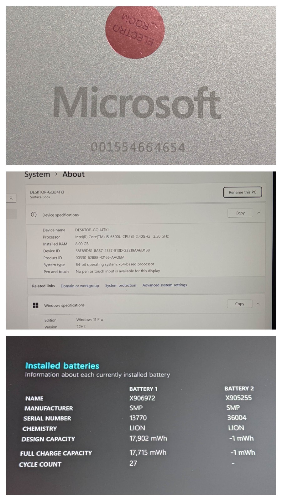 Microsoft Surface Book 13.5" Touch i5-6300U 2.4GHz 8GB 128GB SSD Win 11 Pro - Thumbnail 20