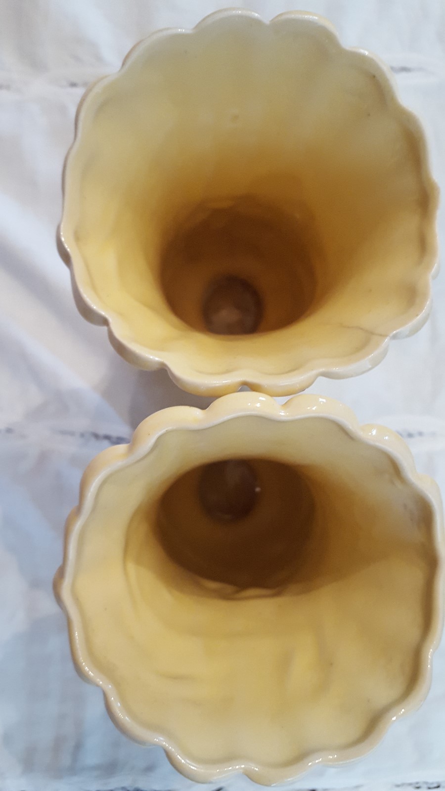 Vintage McCoy pottery Set of Yellow Vases Beautiful Detail