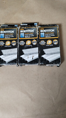 New LOT OF 3 Boxes-- Bostitch SBS191/4CP 1/4'' Premium Standard Staples, 5000/Box