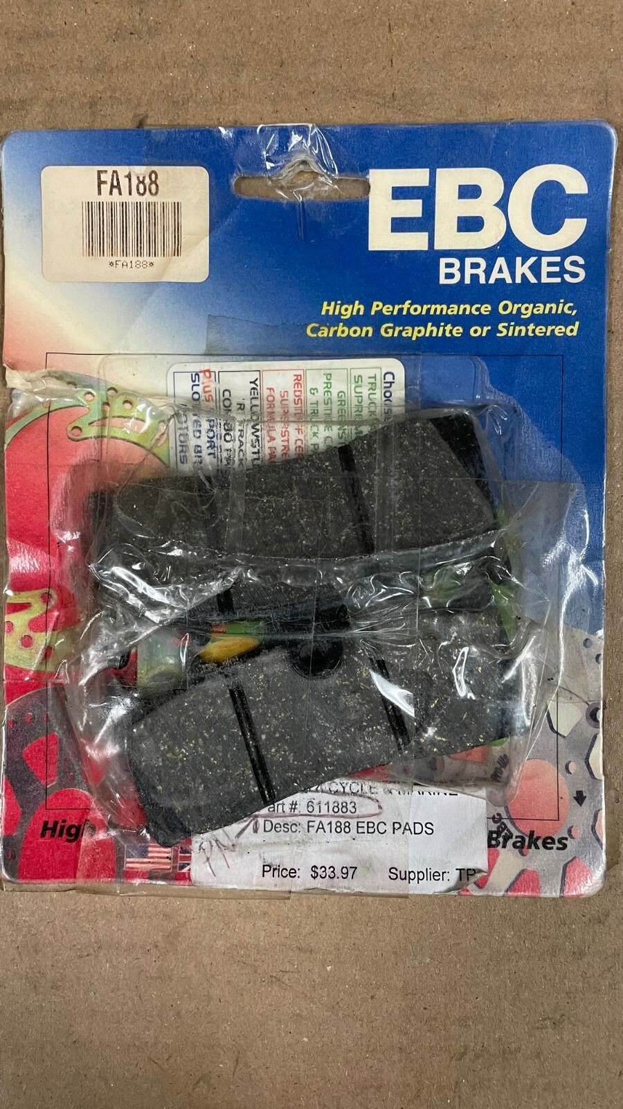 2005-09 Kawasaki ZX-6 ZZR600 EBC Front Left Brake pad, FA188
