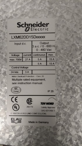 Schneider LXM62DD15D21000 SERVO DRIVE 15AMP 250-700VDC LEXIUM LXM 62 D