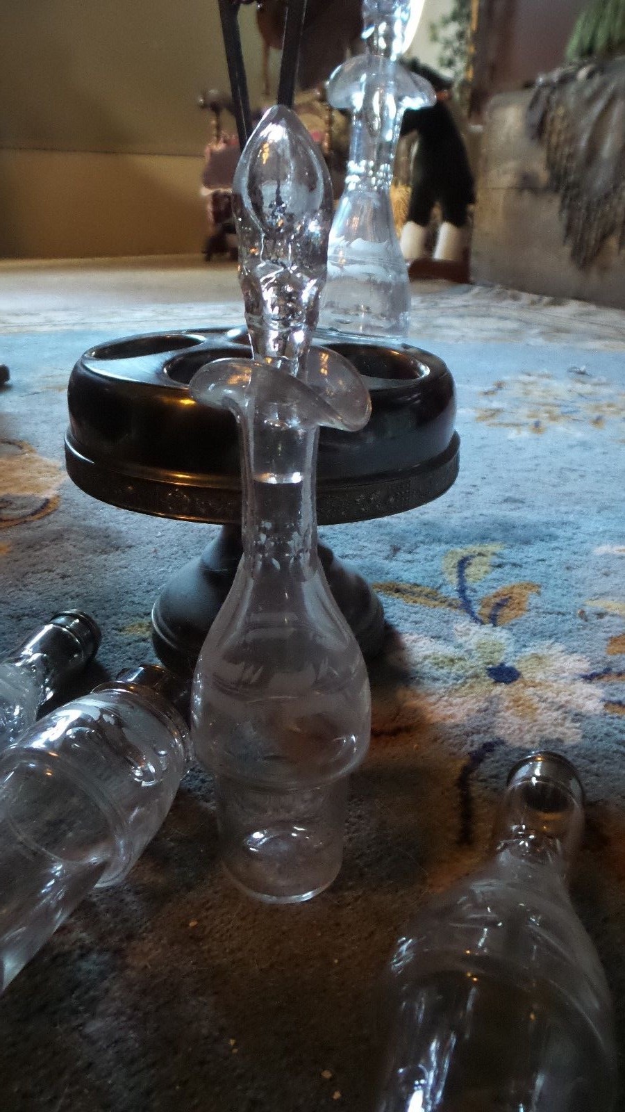 Antique Victorian Condiment Cruet Castor Display Set Rogers Silver #325 Marked