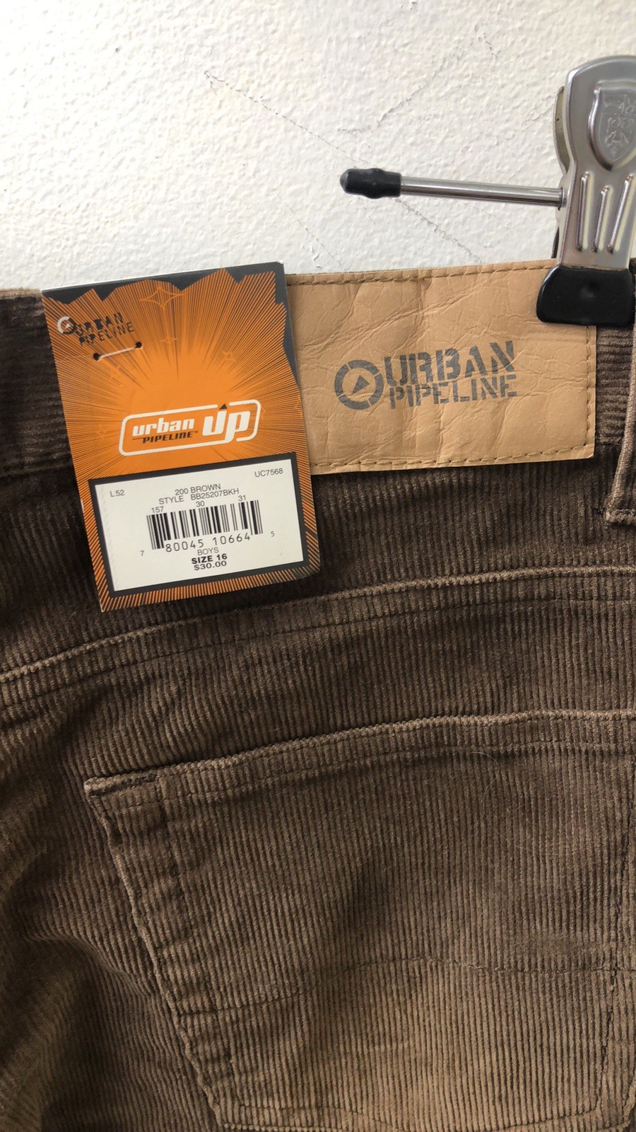 Boys Urban Pipeline Corduroy Pants 16R Brown Bootcut 28 X 28