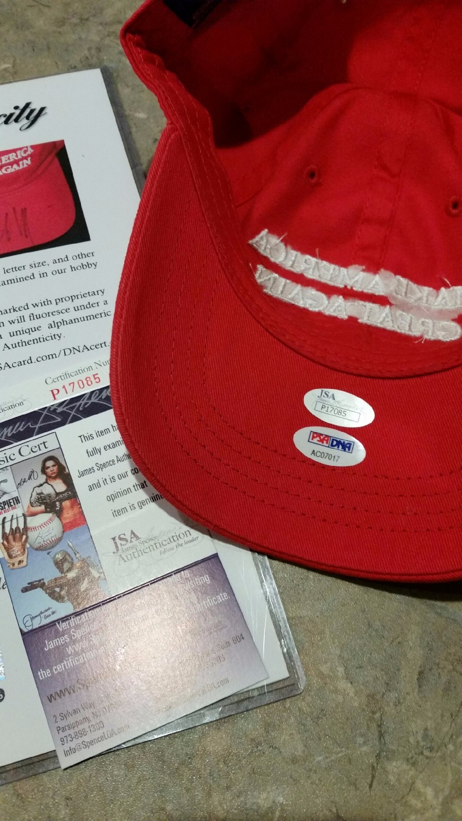 RARE DOUBLE Cert President Donald Trump Signed Auto Hat Cap - PSA/DNA & JSA