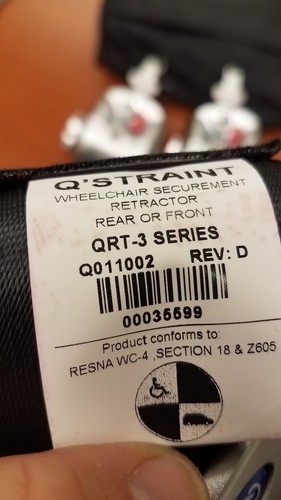 Q'straint Wheelchair Retractors NEW L track QRT-3 FREE CONUS SHIPPING!