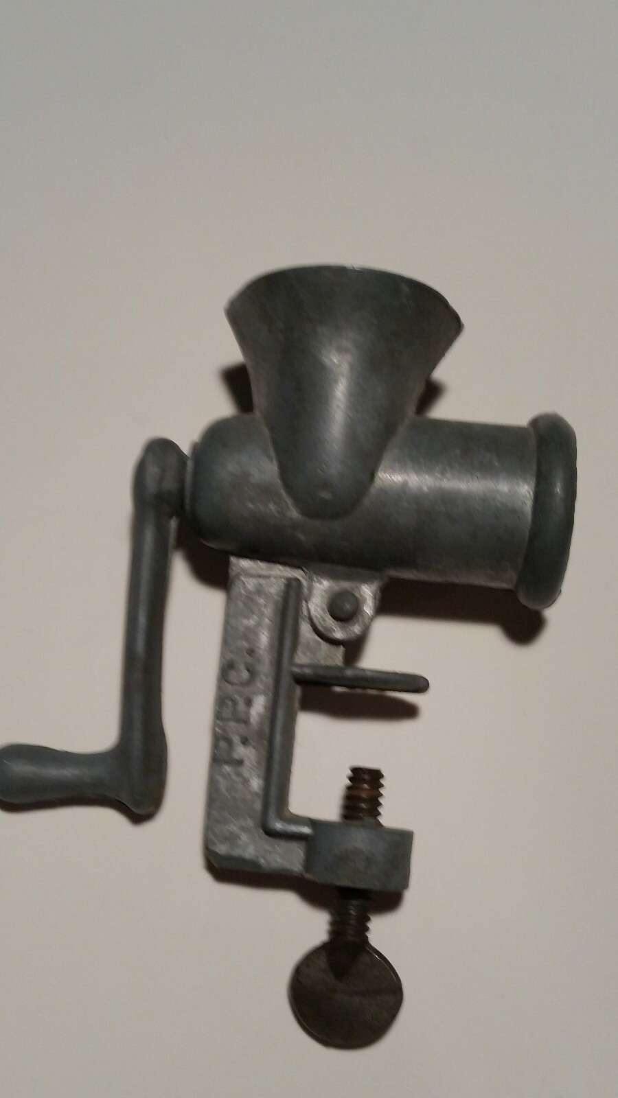 Die Cast Meat Grinder Miniature USA Made handle turns