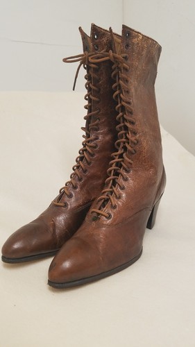 1900s Antique Victorian Edwardian Womens Lace Up Boots Gift Photo Prop