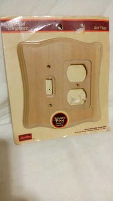 NOS VINTAGE AMTAC TOUCH ELEGANCE UNFINISHED WOOD OUTLET LIGHT SWITCH PLATE COVER