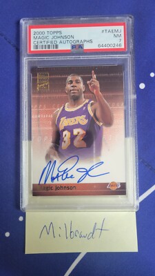 Magic Johnson  2000-01 Topps Certified Autograph #TA-EMJ PSA 7
