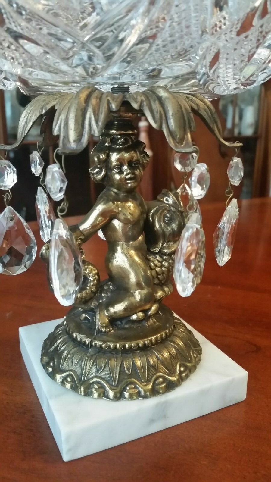 Crystal Compote w/Prisms Made in GERMANY original sticker intact NICE!