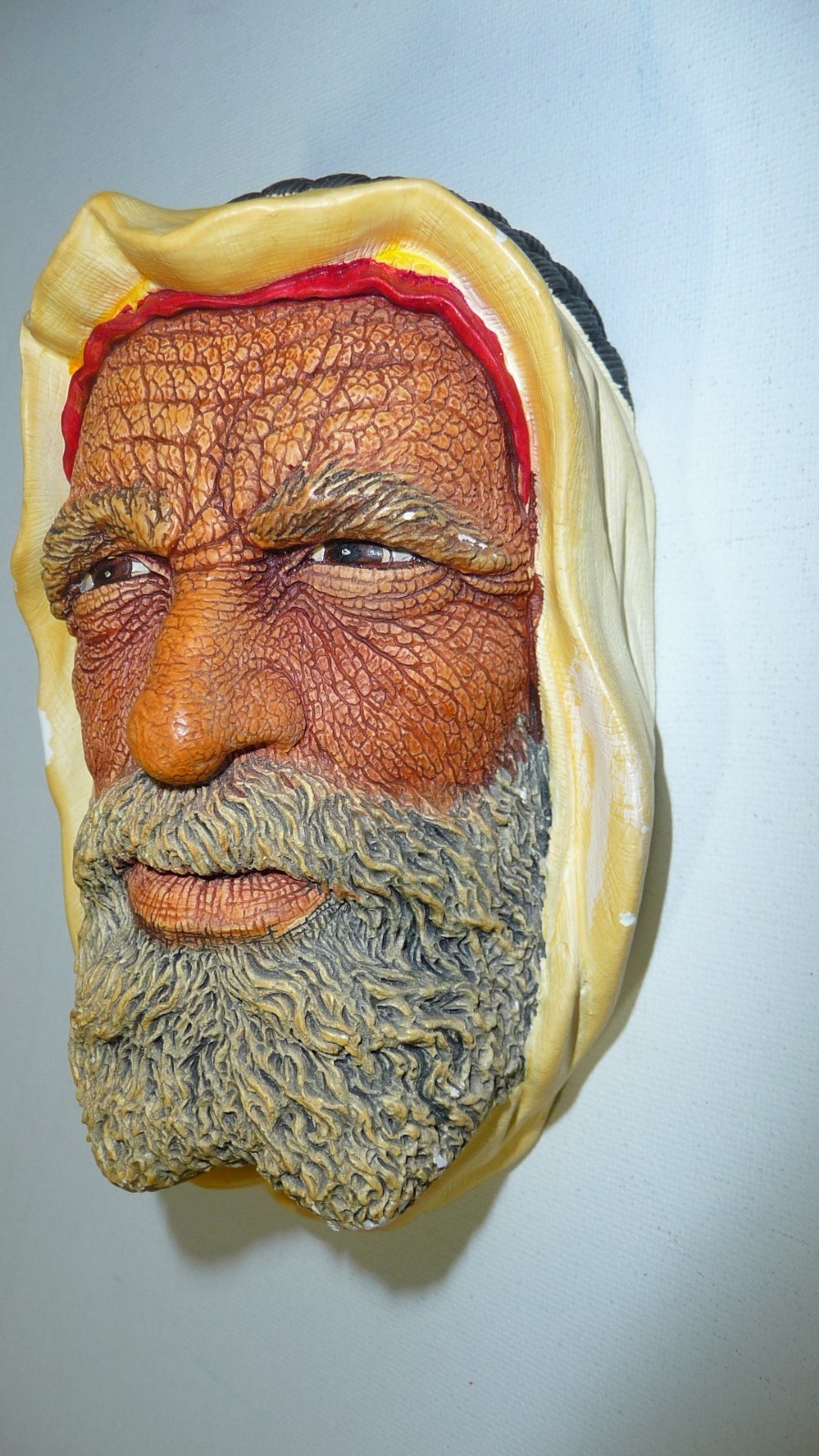 BOSSONS Chalk Ware Head Arab Shiek Hand Painted Collectible Chalkware Wall Decor