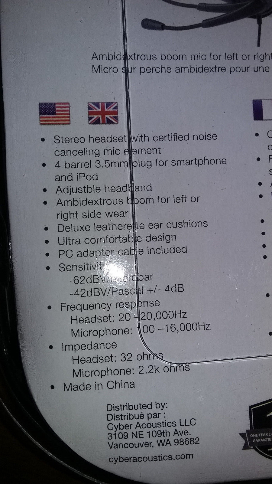 Cyber Acoustics Universal Stereo Headsets with Microphone