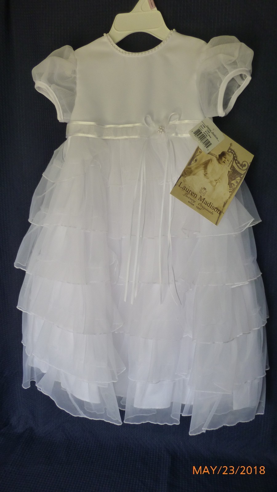 Baby Girl Christening Baptism Multi Tiered Gown with Satin Bodice NWT 9-12 Month