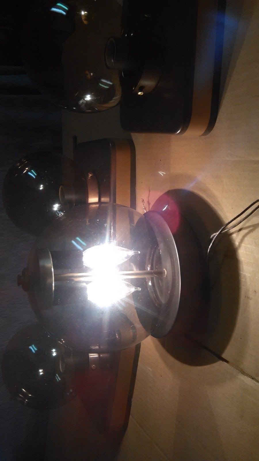 4 1970'S MODERN LIGHTCRAFT OF CALIFORNIA CEILING SCONCE AMBER GLOBES METAL BASES