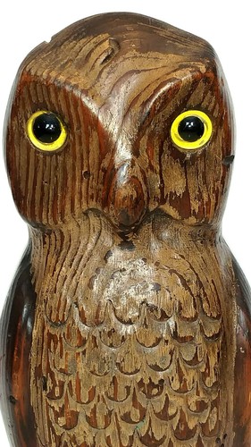 Antique ,vintage wooden owl decoy and a nice SIGNED folk art  AAFA