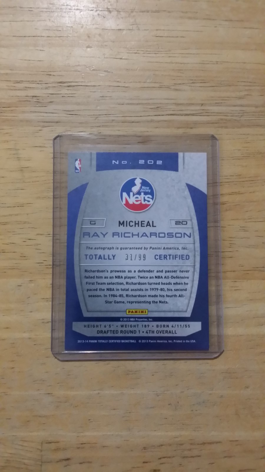 2013 Panini Totally Certified  Red Parallel  31/99  Michael Richardson #202 Auto