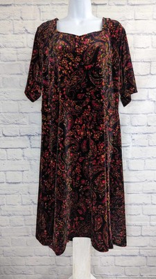 XLARGE BLK PAISLEY A551017 Isaac Mizrahi Live! Always Isaac Regular Velvet Dress