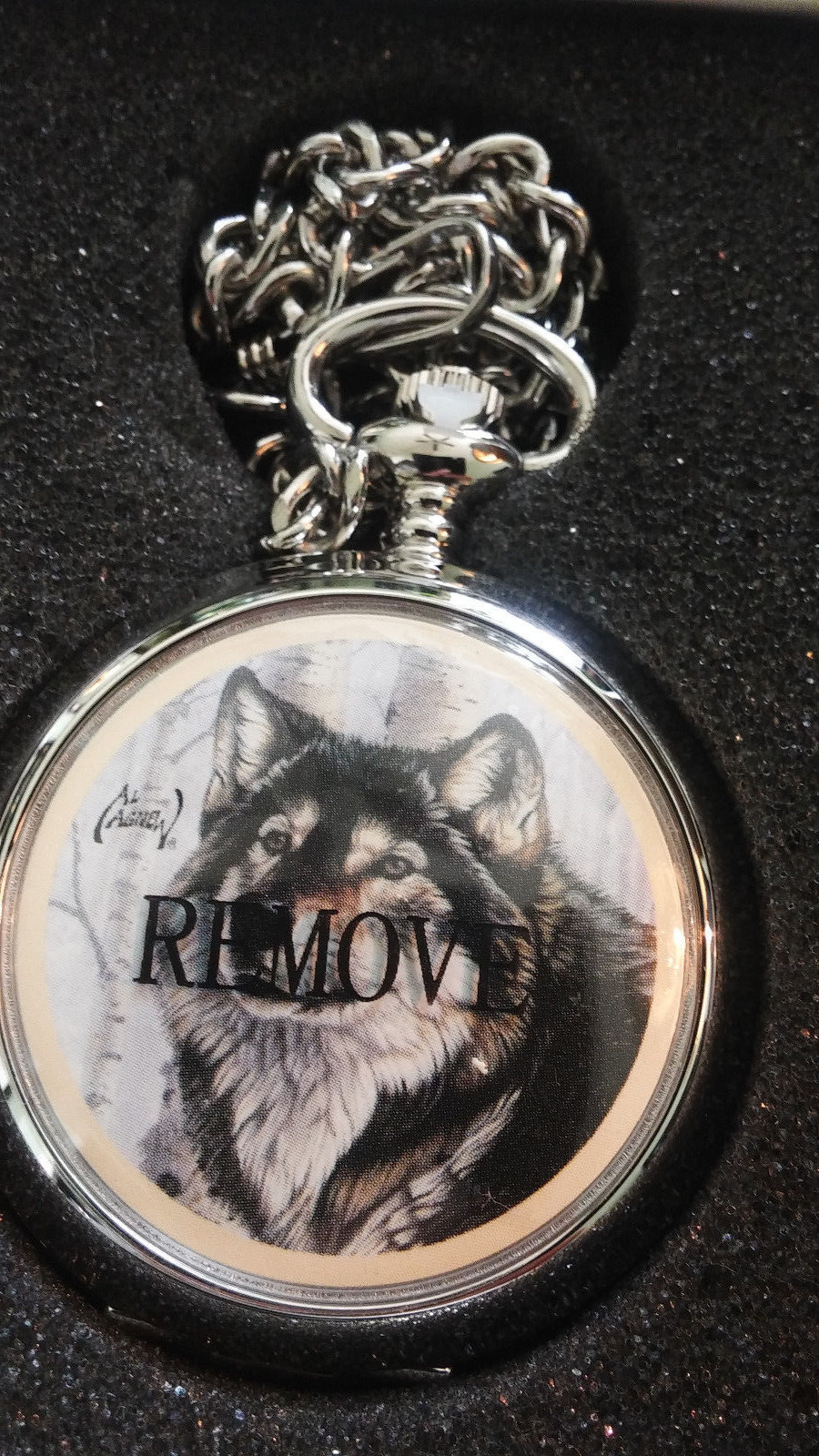 Avon Majestic Encounters Wolf Pocket Watch