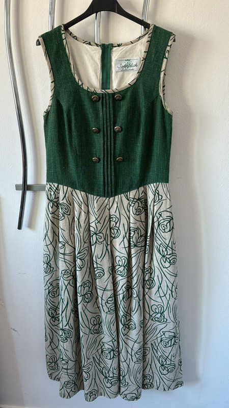 Damen Trachten Dirndl Ã¤Rmellos GrÃ¼N Beige Gr. 38 V. Sonnblick Landhausmoden