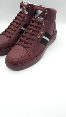 Pre-owned Bally Meson Snakeskin Embossed Leather High Top Sneakers Us 11 Jg23094 In Red