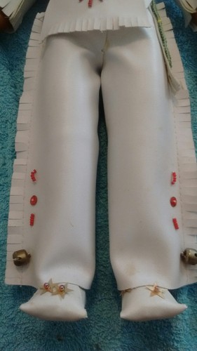 Indian doll in leather and beads outfit 17 inches tall American Indian