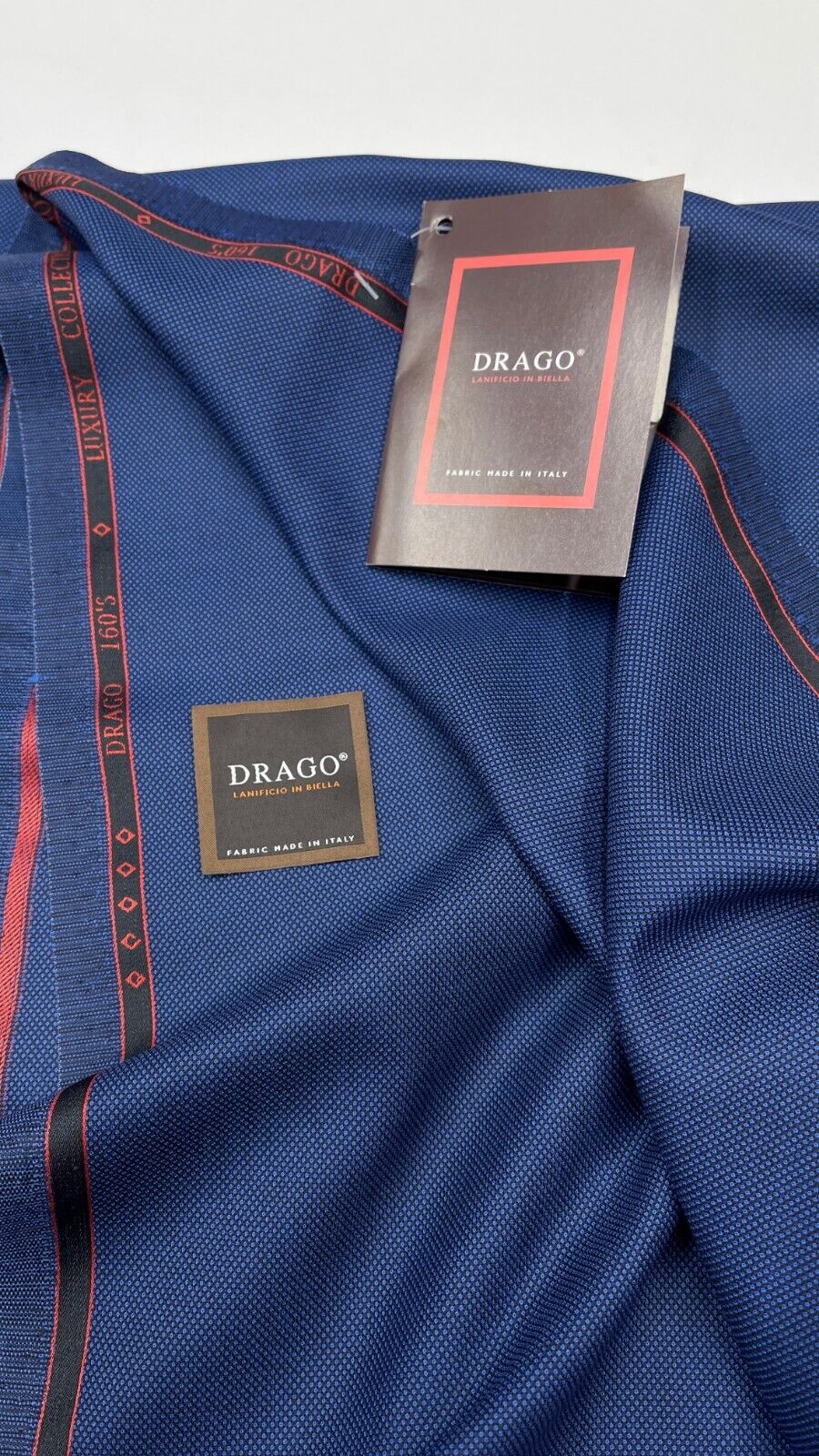Super 160s Wool Suiting Fabric Navy Blue Birdseye DRAGO Super 160s Wool Suiting Fabric Navy Blue Birdseye DRAGO