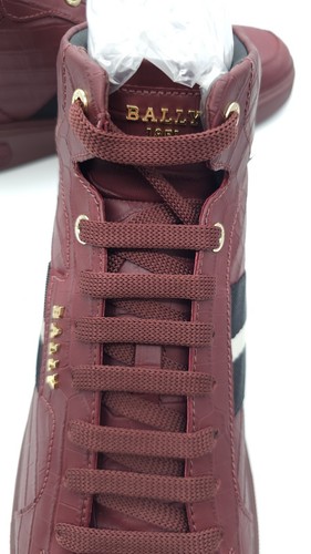 Pre-owned Bally Meson Snakeskin Embossed Leather High Top Sneakers Us 11 Jg23094 In Red