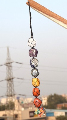 Black Thread 7 Chakra Mix Gemstones Hanging Ornament Hanger 12-14'' GW