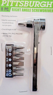8 Piece Right Angle Screwdriver Ratcheting Tool Set Hex