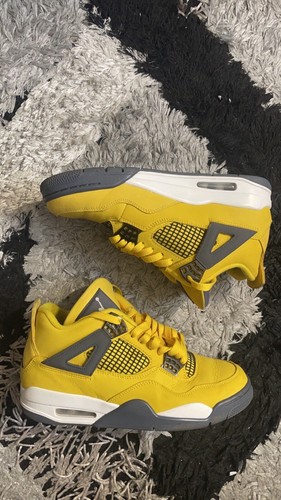 Air Jordan 4 ネイビー/イエロー Nike Jordan 4 Retro Lightning Men's Size 10 Yellow