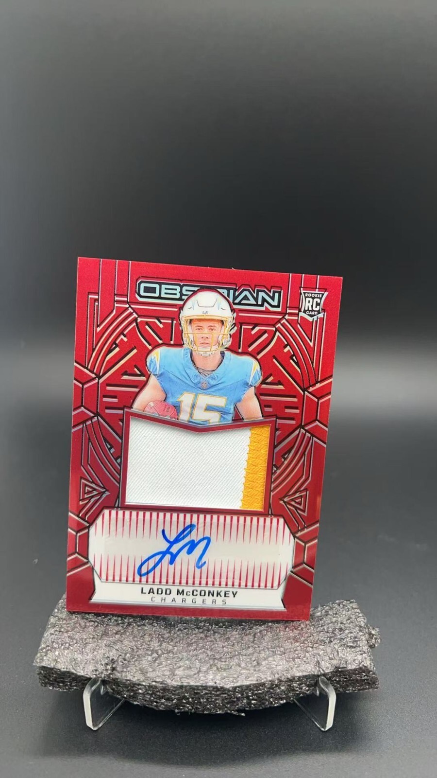 2024 Panini Obsidian NFL Ladd Mcconkey Rookie Patch Auto Red 2024 Panini Obsidian NFL Ladd Mcconkey Rookie Patch Auto Red