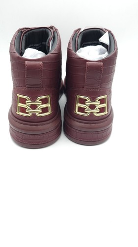 Pre-owned Bally Meson Snakeskin Embossed Leather High Top Sneakers Us 11 Jg23094 In Red