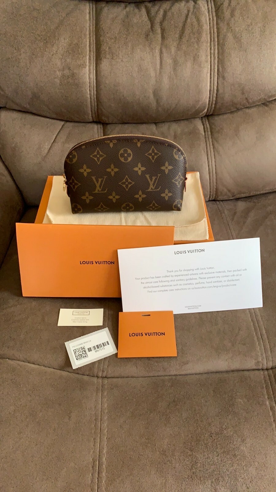 LOUIS VUITTON cosmetic pouch,7.5x4.7x2.4 ,coated canvas