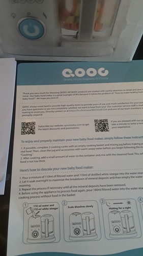 QOOC Q1-1 4-in-1 Mini Organic Baby Food Maker NIB