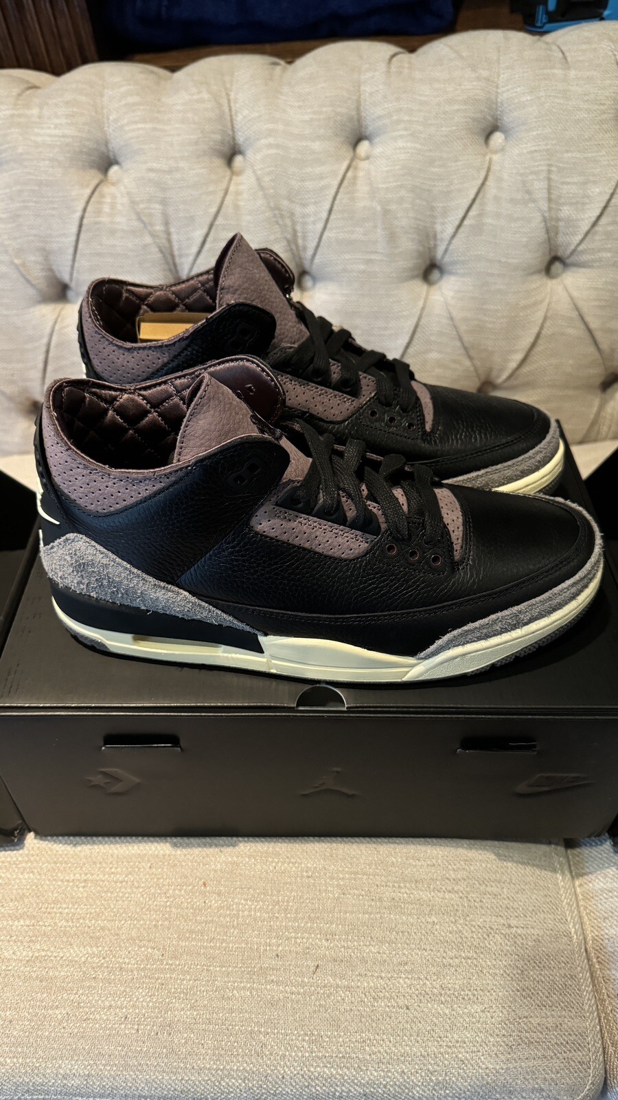 Pre-owned Jordan Size 11w / 9.5m - A Ma Maniére X Air  3 Retro Black Violet Ready To Ship